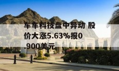 车车科技盘中异动 股价大涨5.63%报0.900美元